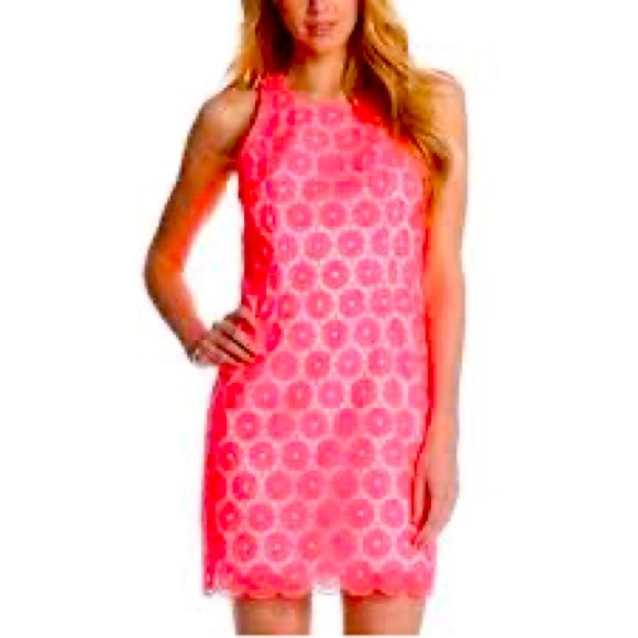 Lilly Pulitzer Dresses & Skirts - Lily Pulitzer Fiesta Pink Pinwheel Pearl organza Shift-dress. Size 4.